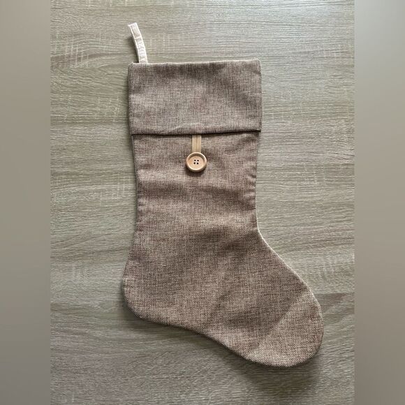 NWOT … Burlap Stocking with Button Detail - Picture 1 of 3